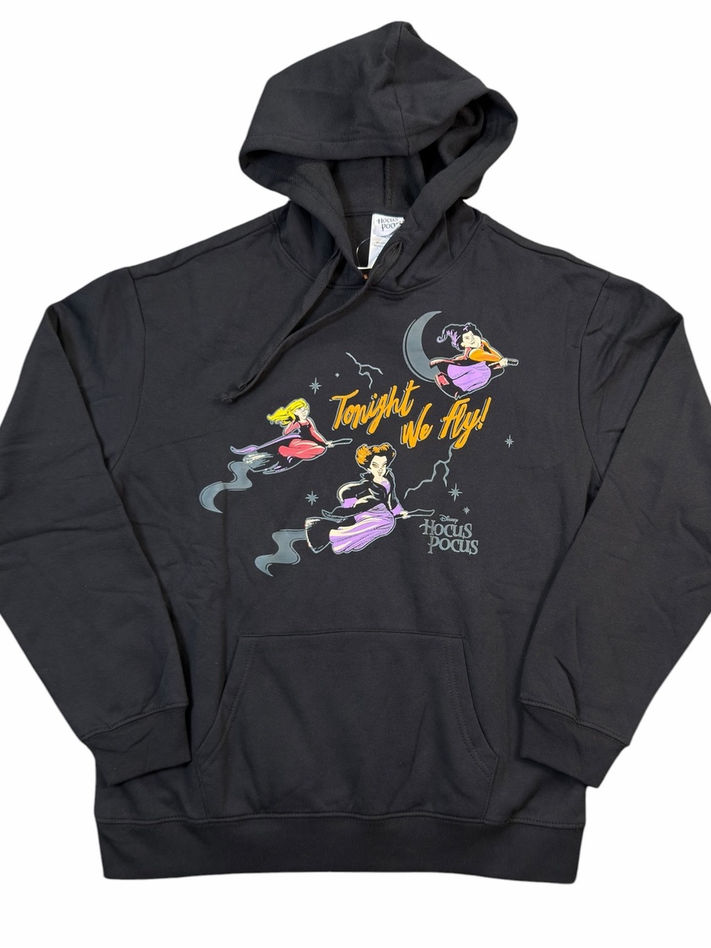Disney Hocus Pocus Black Tonight We Fly Halloween Hoodie Size Large